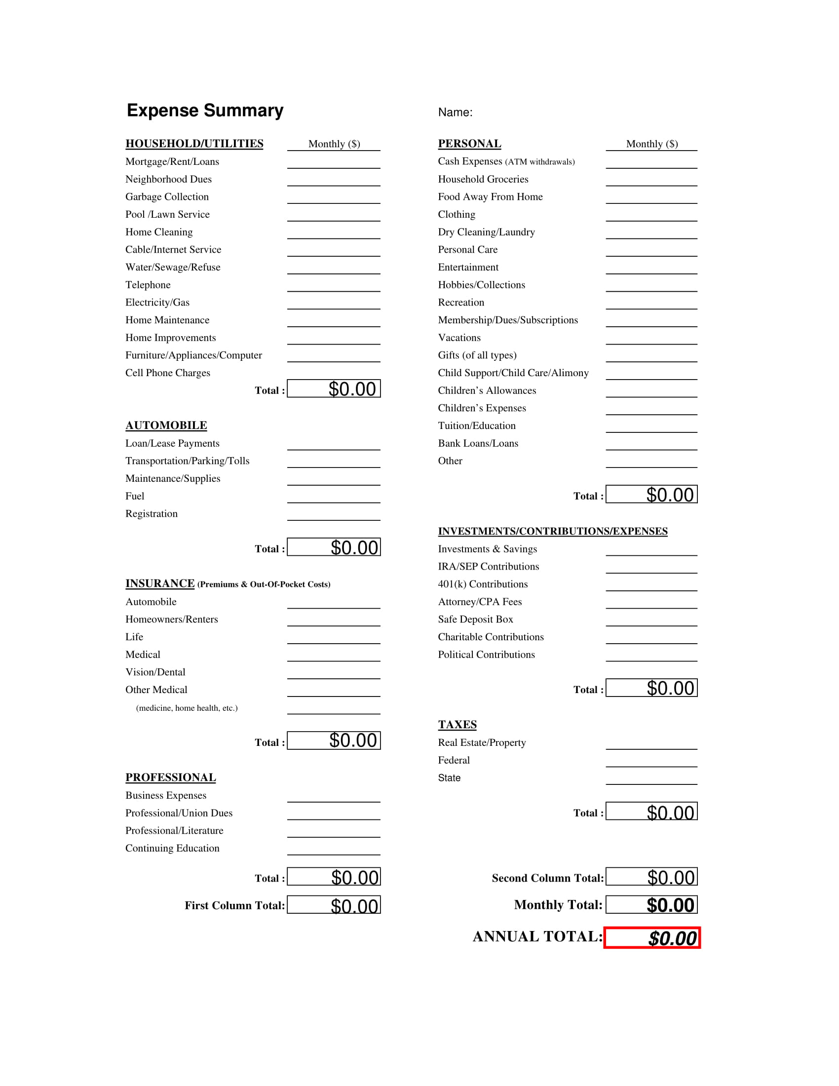 9+ Expense Summary Templates PDF