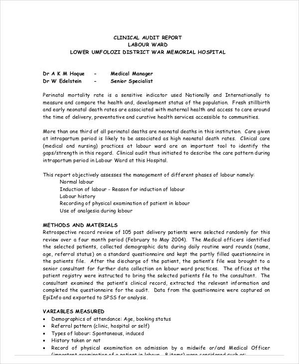 11+ Clinical Audit Report Templates PDF, DOC Free & Premium Templates