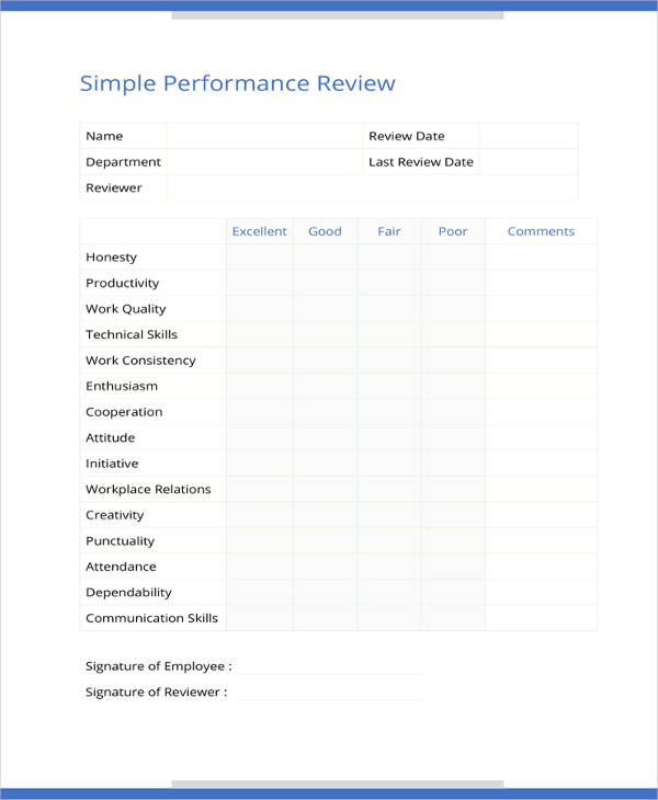 9+ Sample Performance Review Templates PDF, DOC Free