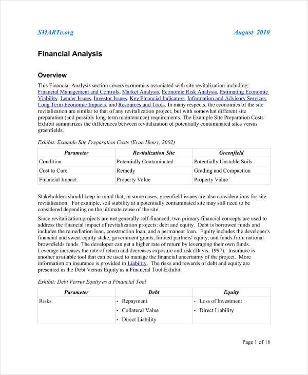10+ Project Financial Analysis Template and Samples PDF