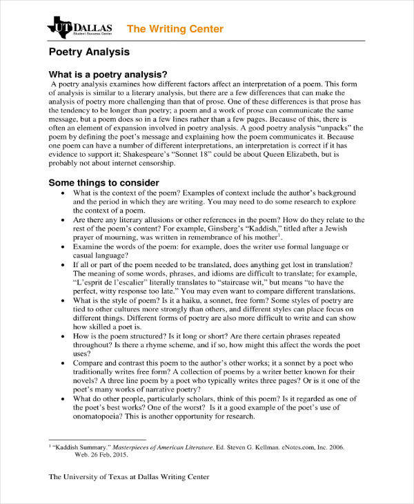9+ Poetry Analysis Templates PDF