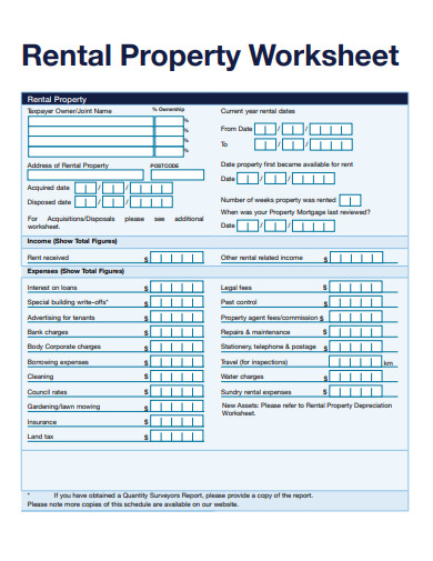 18+ Rental Property Worksheet Templates in PDF Free & Premium Templates