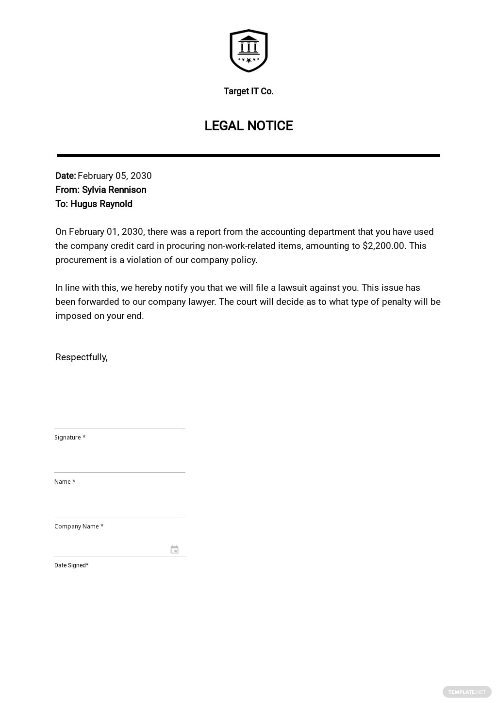 how to write a letter of notice