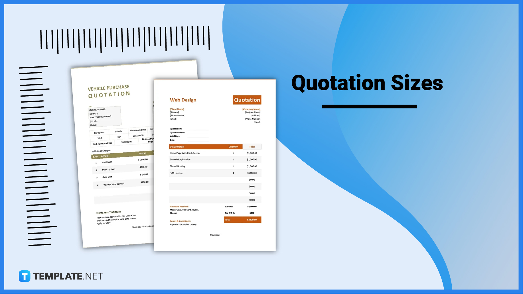 Quotation Size Dimension, Inches, mm, cms, Pixel