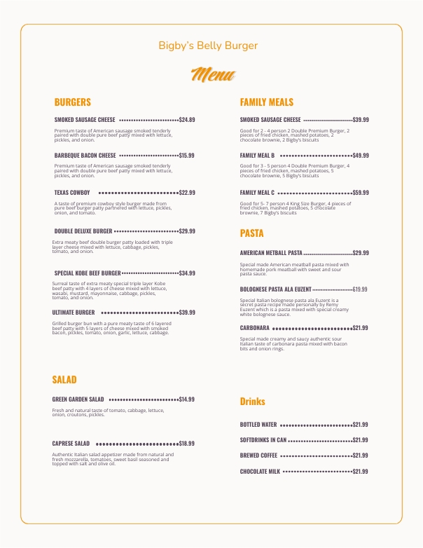 Menu Maker Free, Creator, Generator, Edit Online Free & Premium