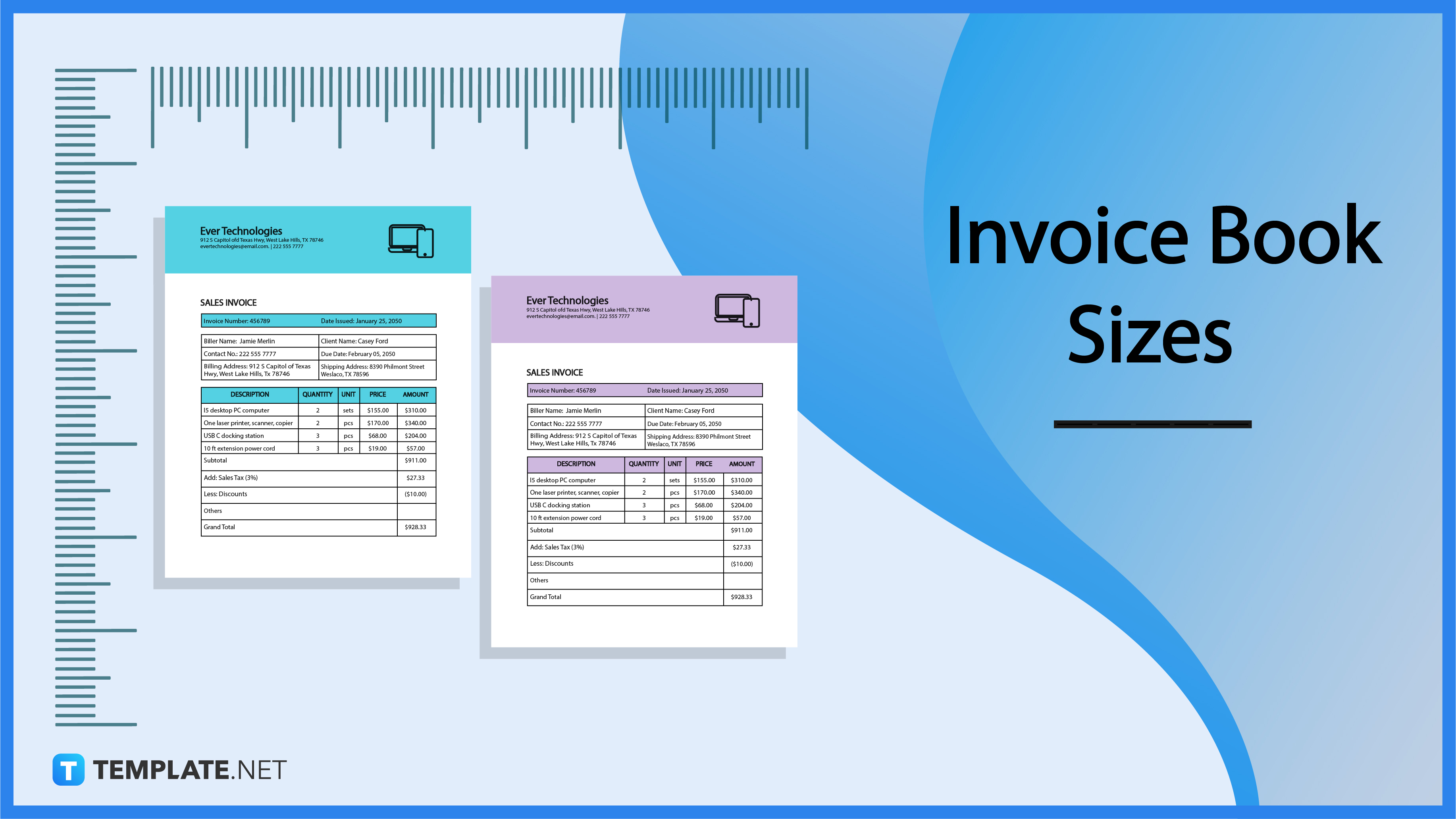 Invoice Book Size Dimension, Inches, mm, cms, Pixel
