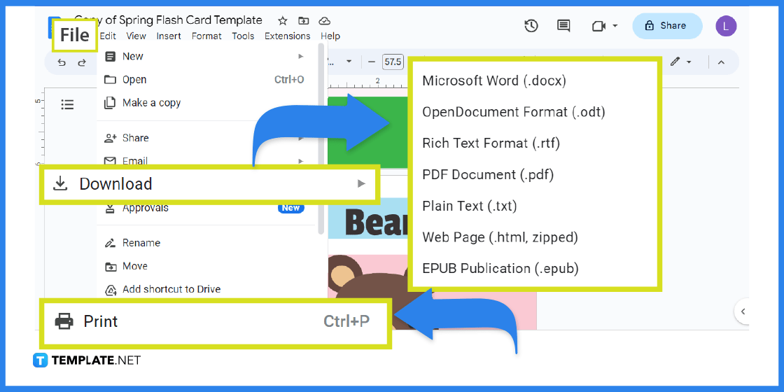 How To Make/Create Spring Flash Card in Google Docs [Template + Example