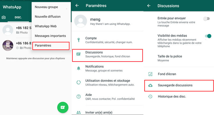Changement de téléphone comment restaurer sauvegarde WhatsApp