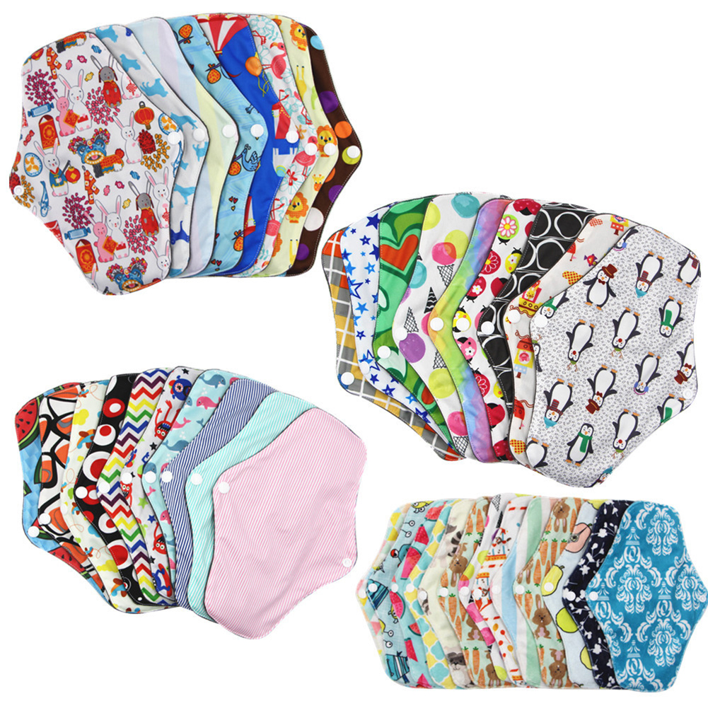 Lady Bamboo Charcoal Menstrual Pads Super Absorbent Reusable Washable