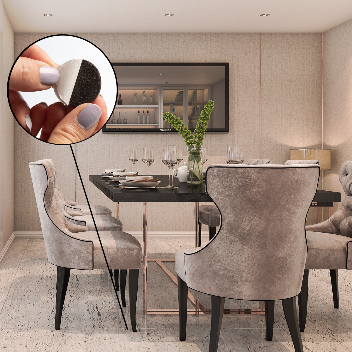 144 Piece Felt Furniture / Door Pads Self Adhesive means instant use when you get them