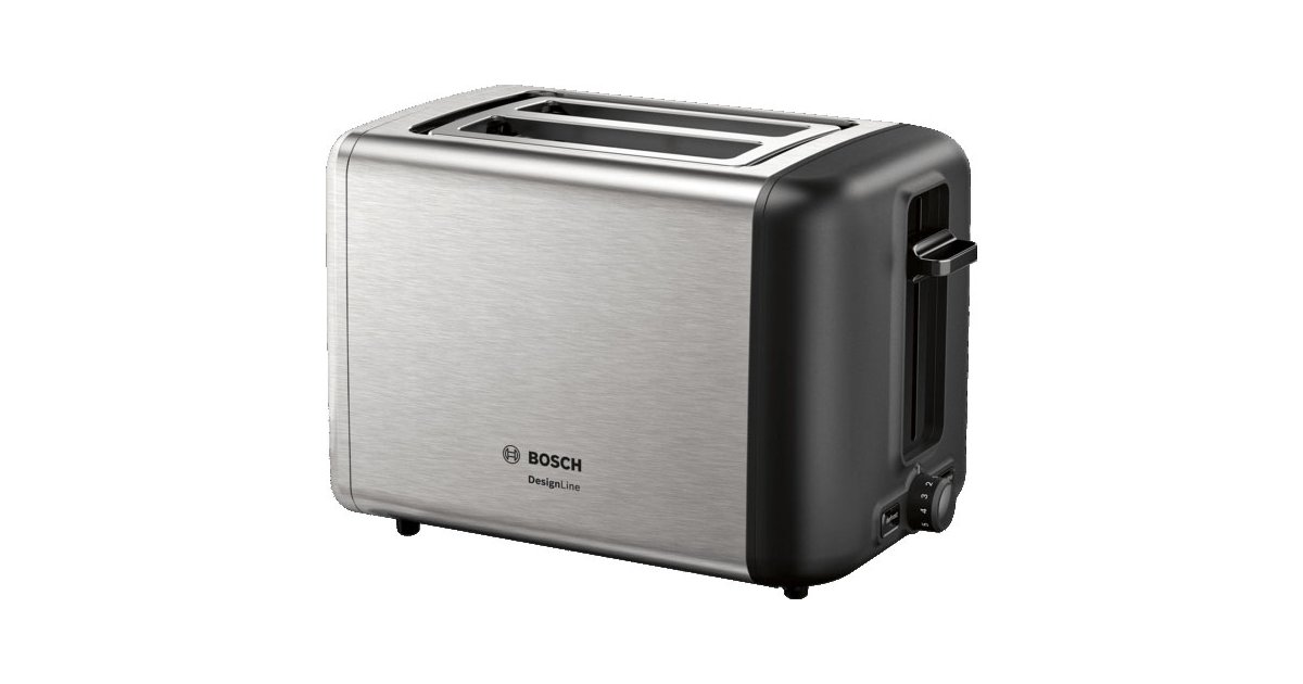 Bosch Toaster TAT3P420DE DesignLine Edelstahl, 2 kurze Schlitze, 820 W