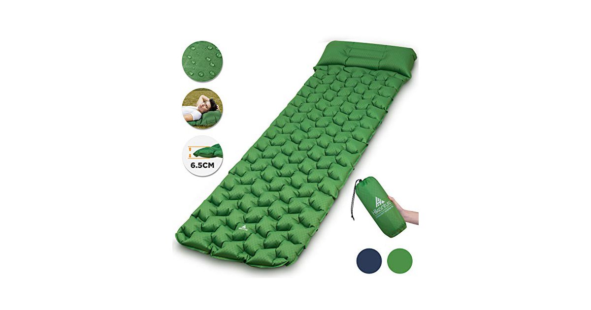 HIKENTURE Isomatte Camping Aufblasbar mit Kissen, Strapazierfähige