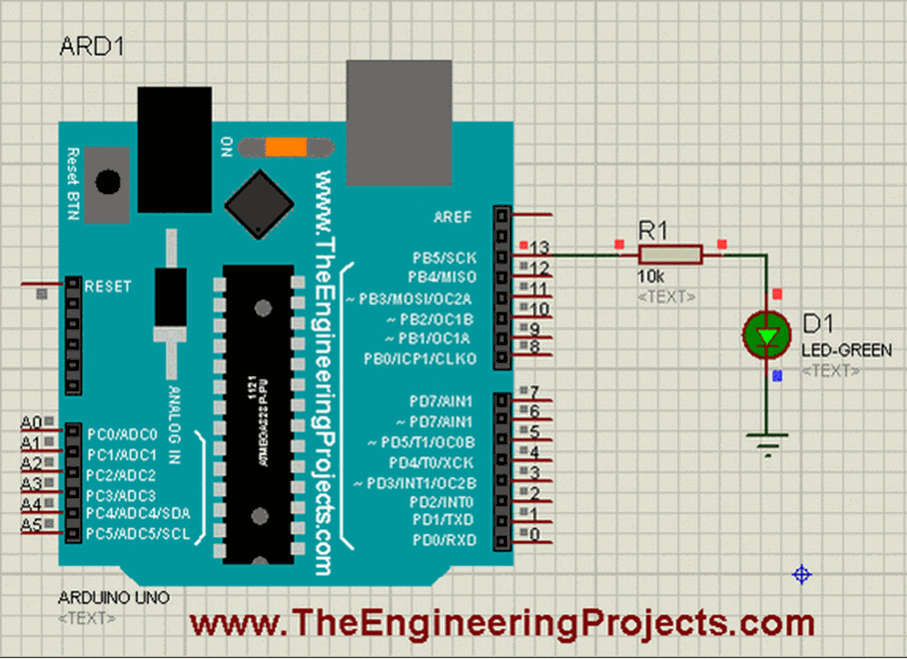 A Simple Arduino LED Example in Proteus The Engineering Projects