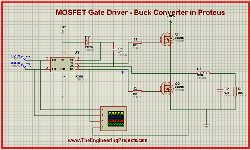 Buck Converter using MOSFET Gate Driver in Proteus The Engineering Projects