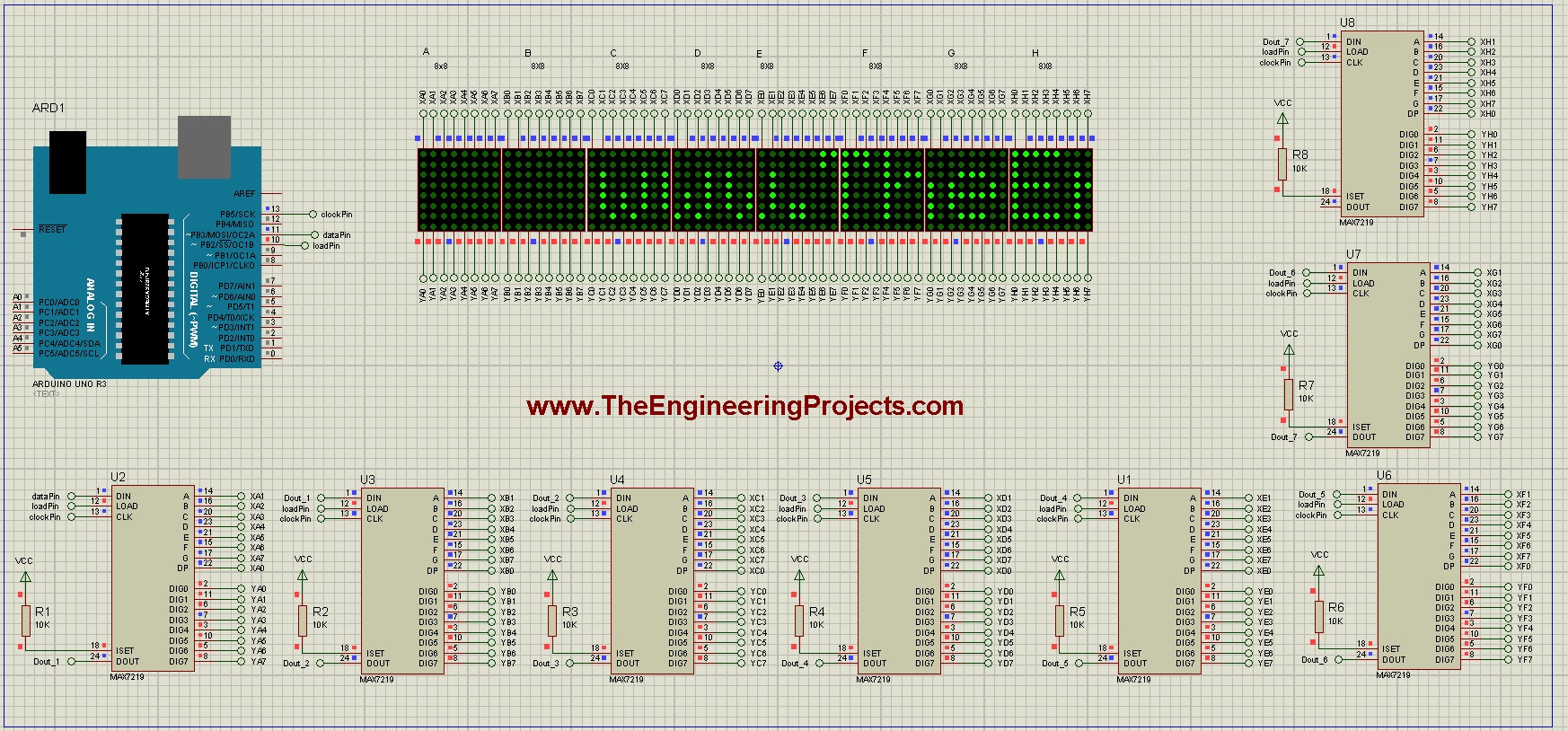 Scrolling Text on LED Matrix 8x8 using Arduino The Engineering Projects