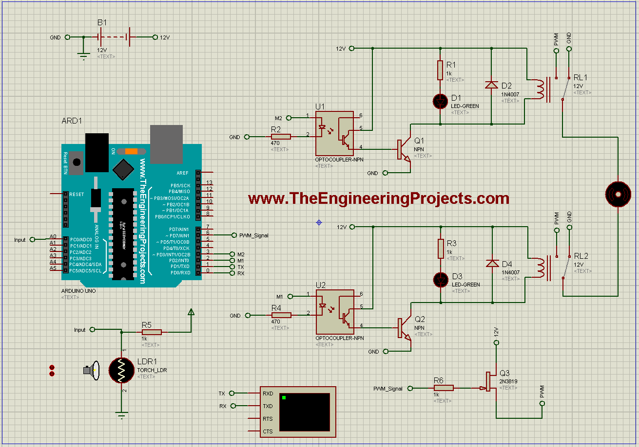 DC Motor Speed Control using Arduino in Proteus The Engineering Projects