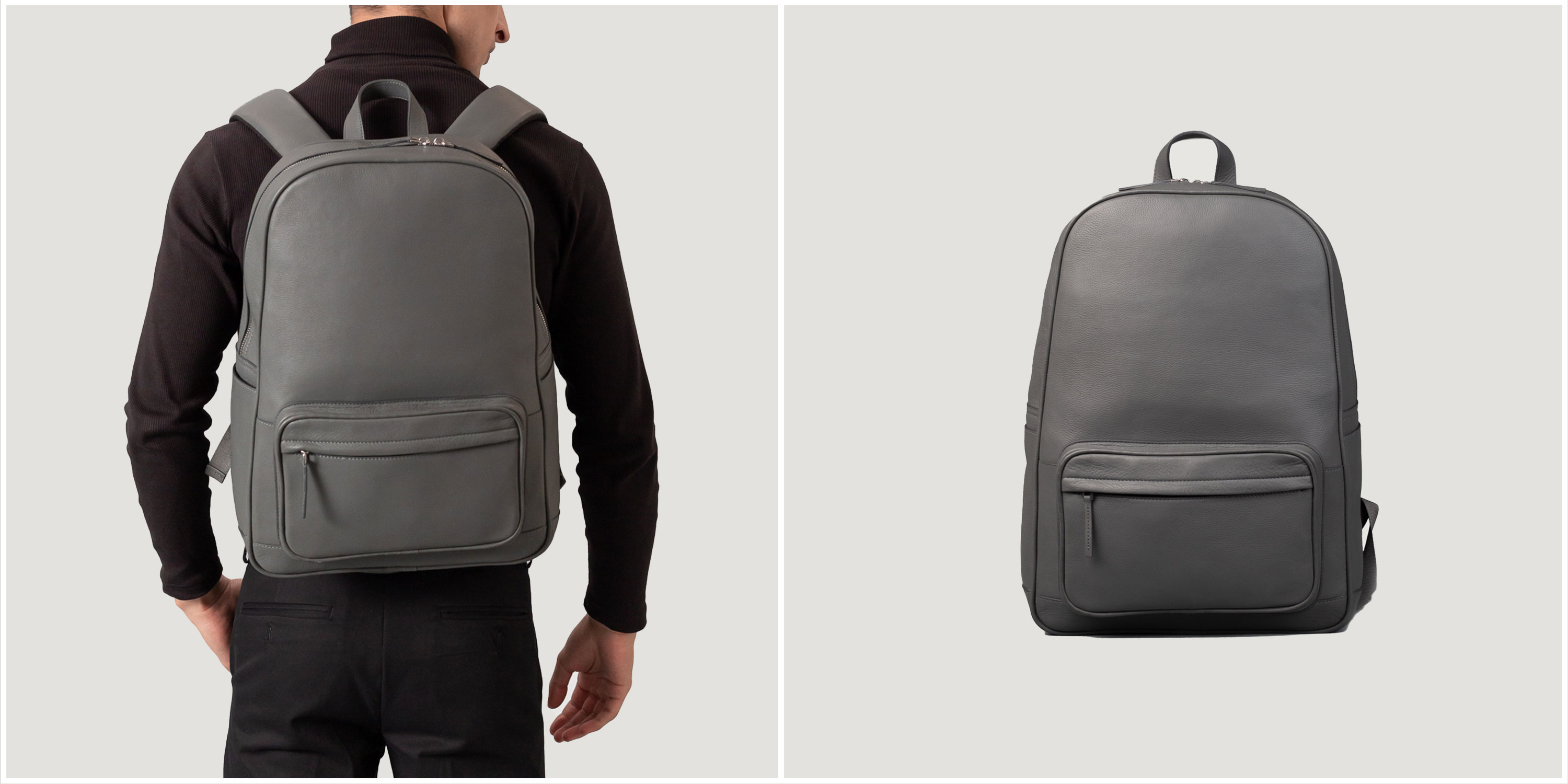 The Philos Grey Leather Backpack For Men & Women The Jacket Maker