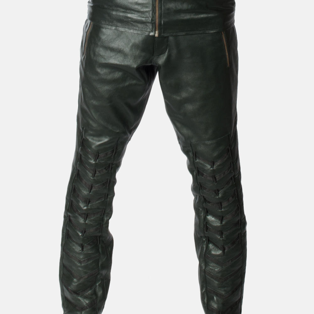Mens Green Leather Pants