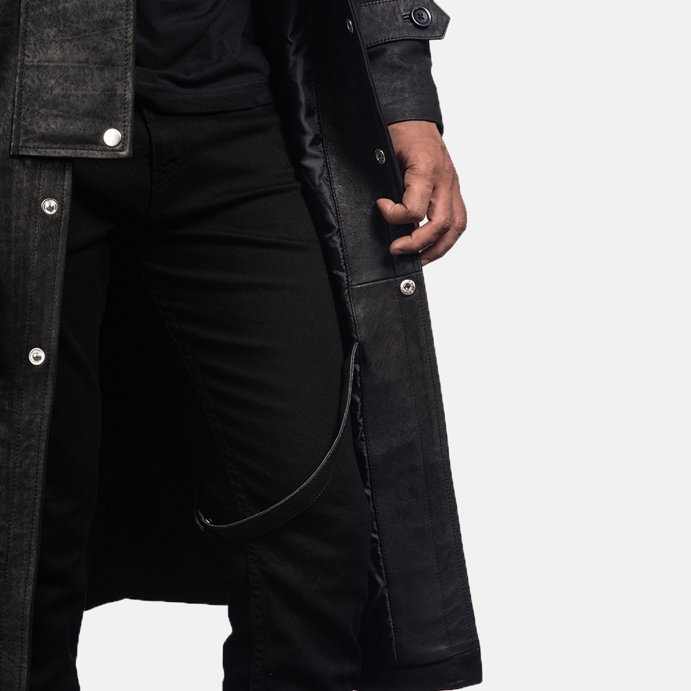 Men's Maverick Black Leather Duster