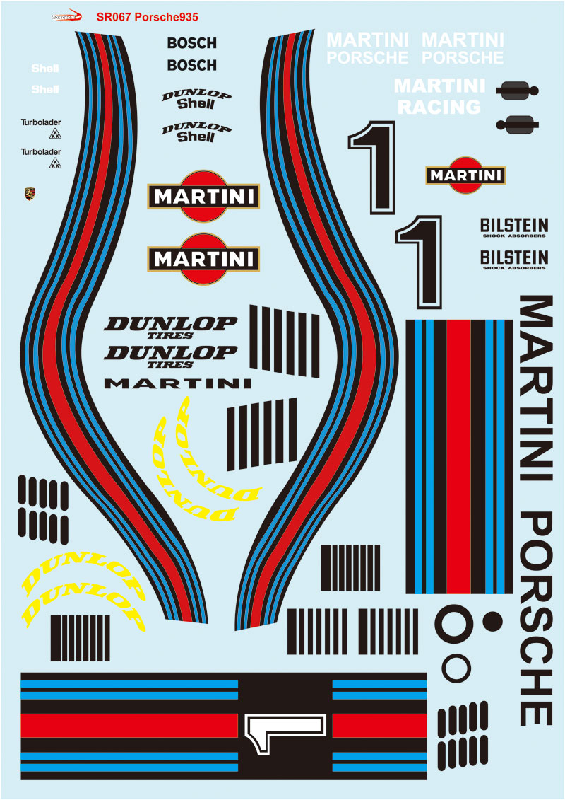 1/10 Martini decal sticker for Classic Porsche 935 Group 5 RC Touring