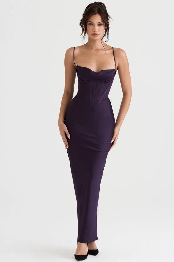 House of CB Charmaine Maxi Dress Dark Purple Size M / Au 10