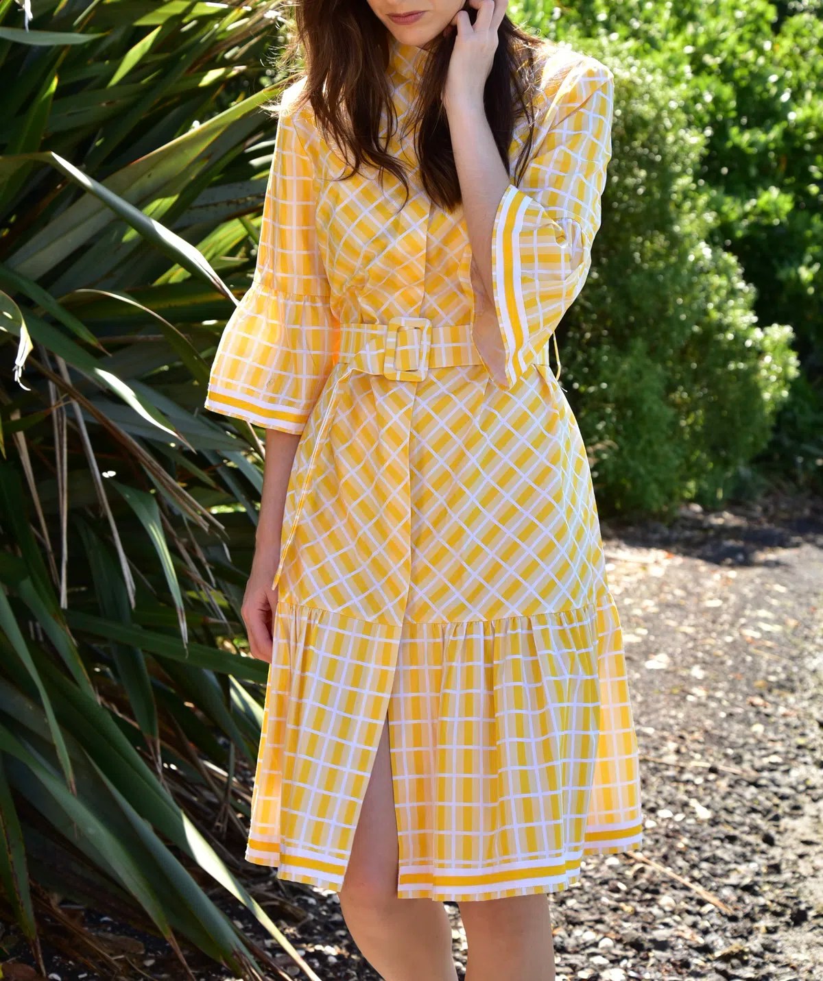 Trelise Cooper Check Club Dress knee length Yellow Size AU 16