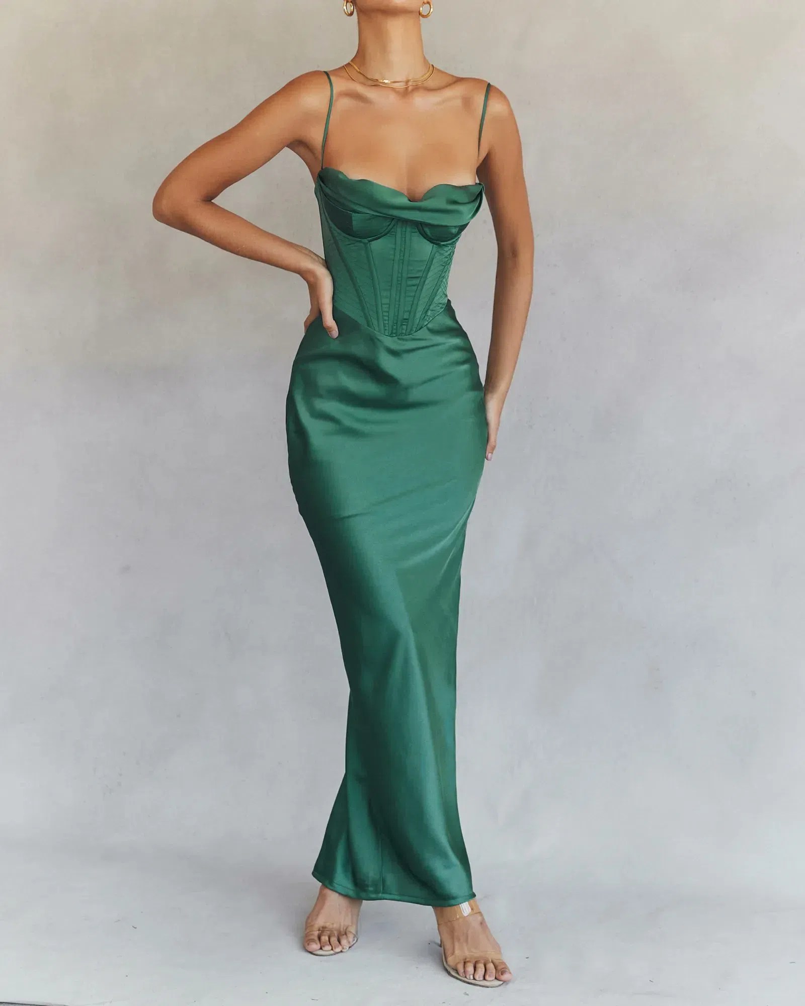 House of CB Charmaine Corset Maxi Dress Forest Green Size S / Au 8