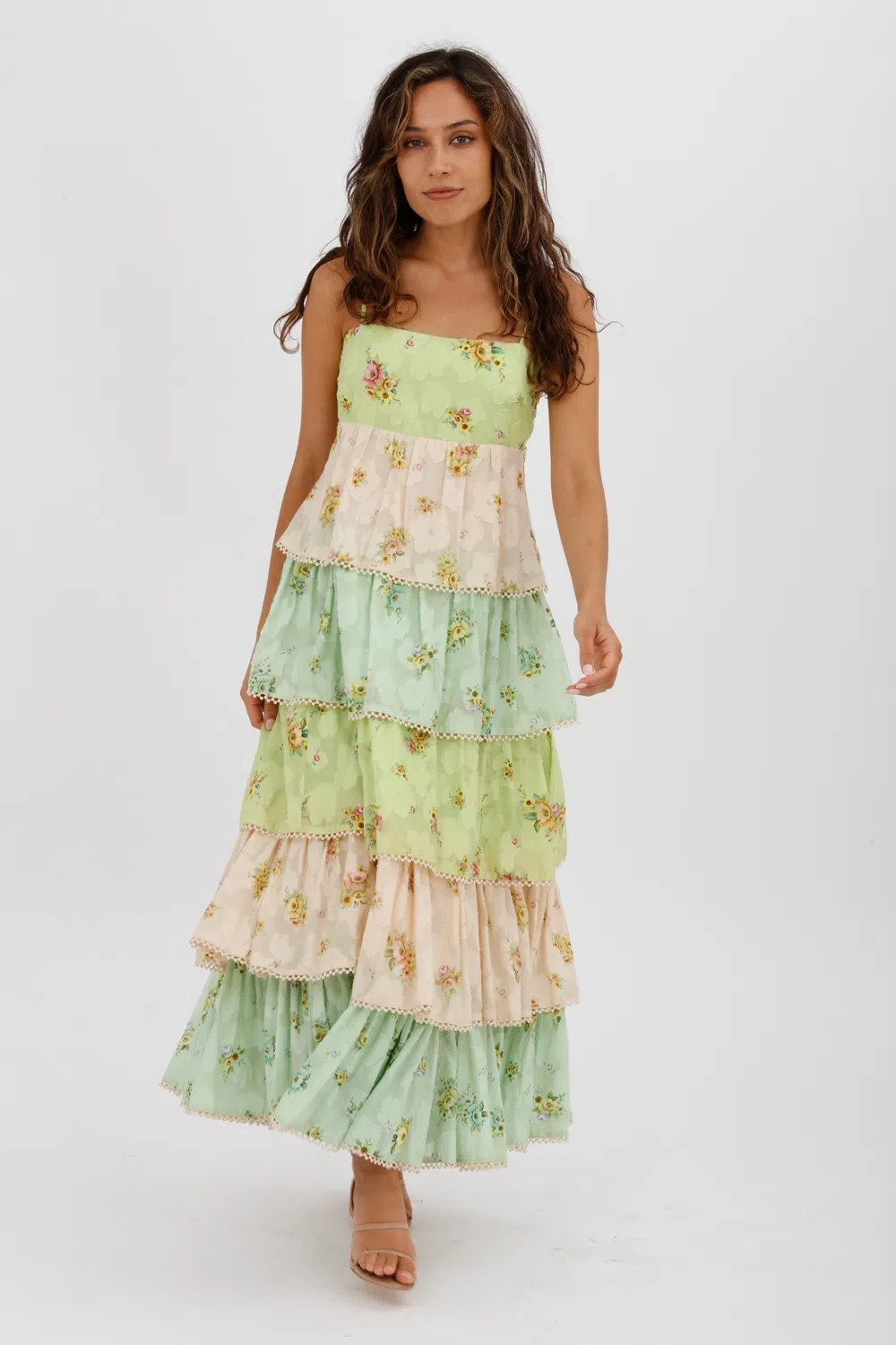 Alemais Clementine Tiered Maxi Dress Multi Floral Size 10 The Volte