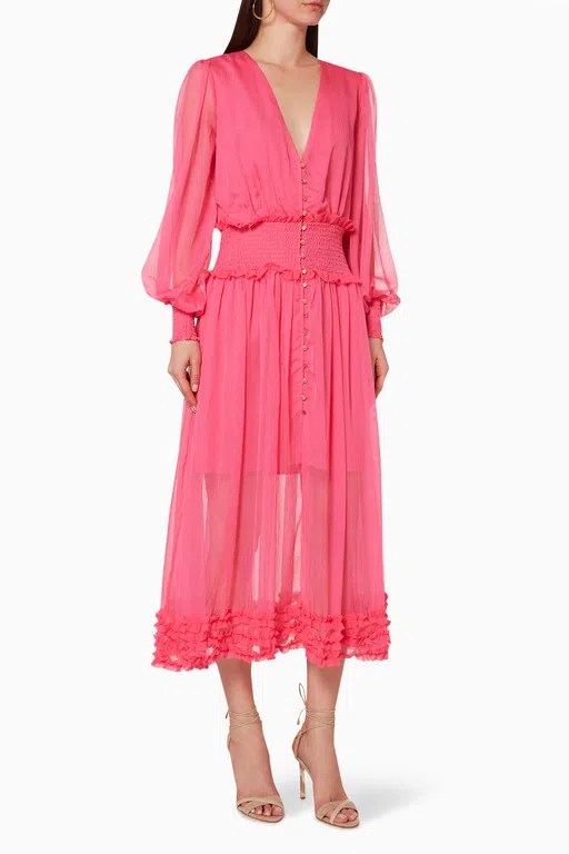 Keepsake Moonlight Midi Dress in Pink in Size 8