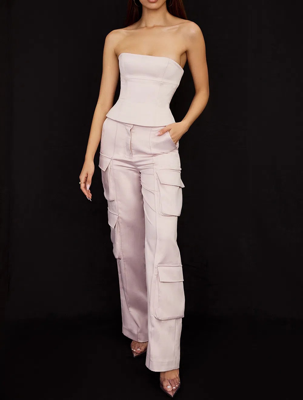 House of CB Angelica Strapless Corset and Daria Cargo Trousers Set Cry