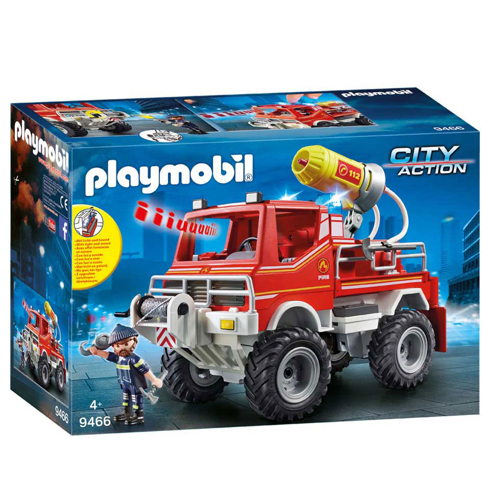 Playmobil City Action Fire Brigade Terrain Vehicle With Water Cannon - 9466 | Thimble Toys