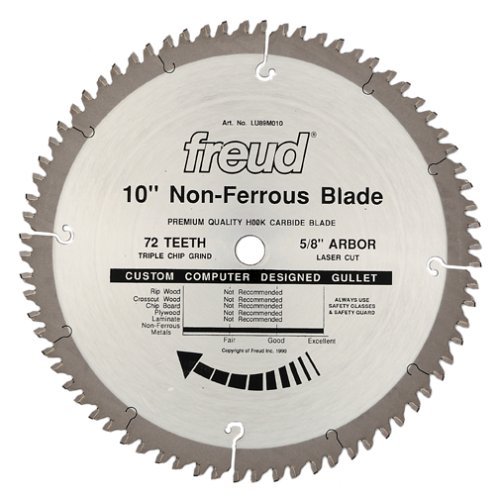 Freud LU89M010 10" Diameter X 72T TCG Thick NonFerrous Metal Carbide