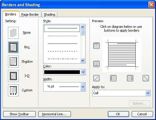 Adding Diagonal Borders (Microsoft Word)