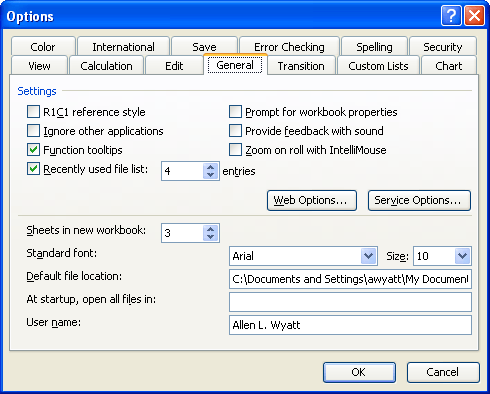 Setting Your Default Directory (Microsoft Excel)
