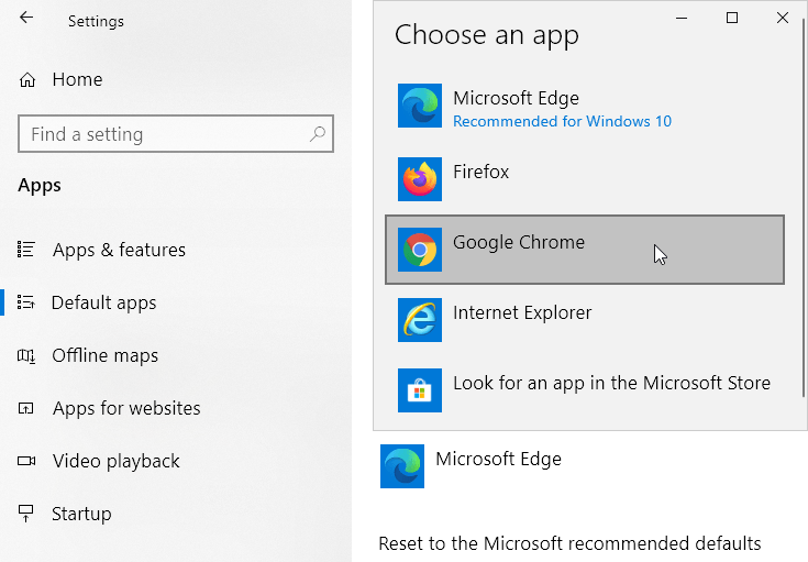 Setting the Default Browser