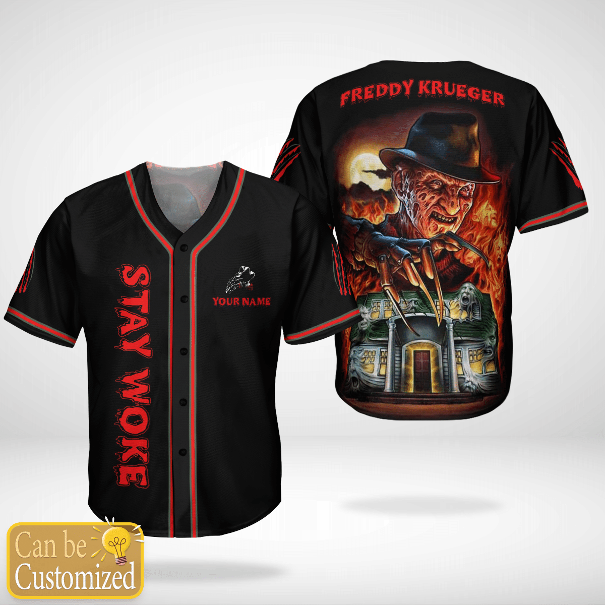 [NEW DESIGN] Personalized Halloween Freddy Krueger Stay Woke baseball