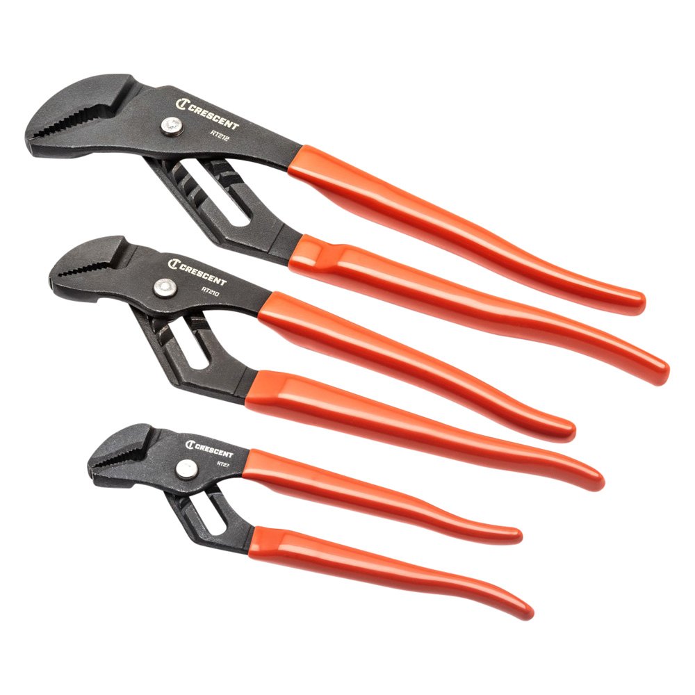 Crescent® RT200SET3 3piece 7" to 12" Straight Jaws Dipped Handle Self Locking Tongue & Groove