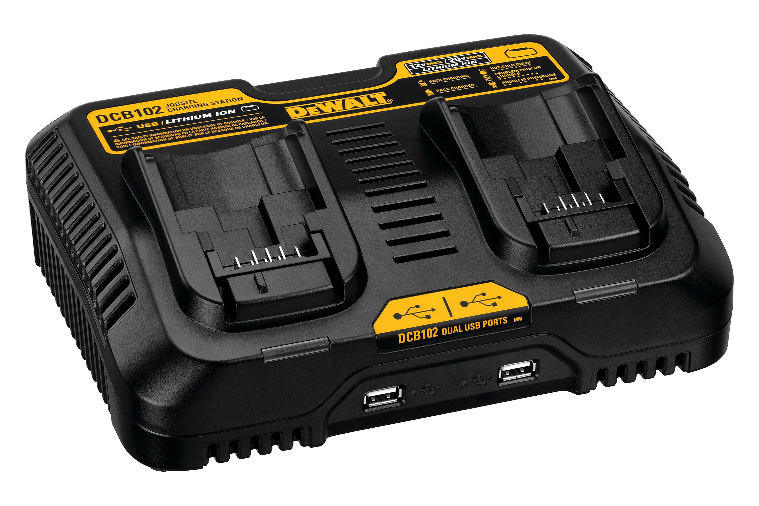 DeWALT® DCB102 XR™ 12 V20 V Liion Dualport Wall Battery Charger