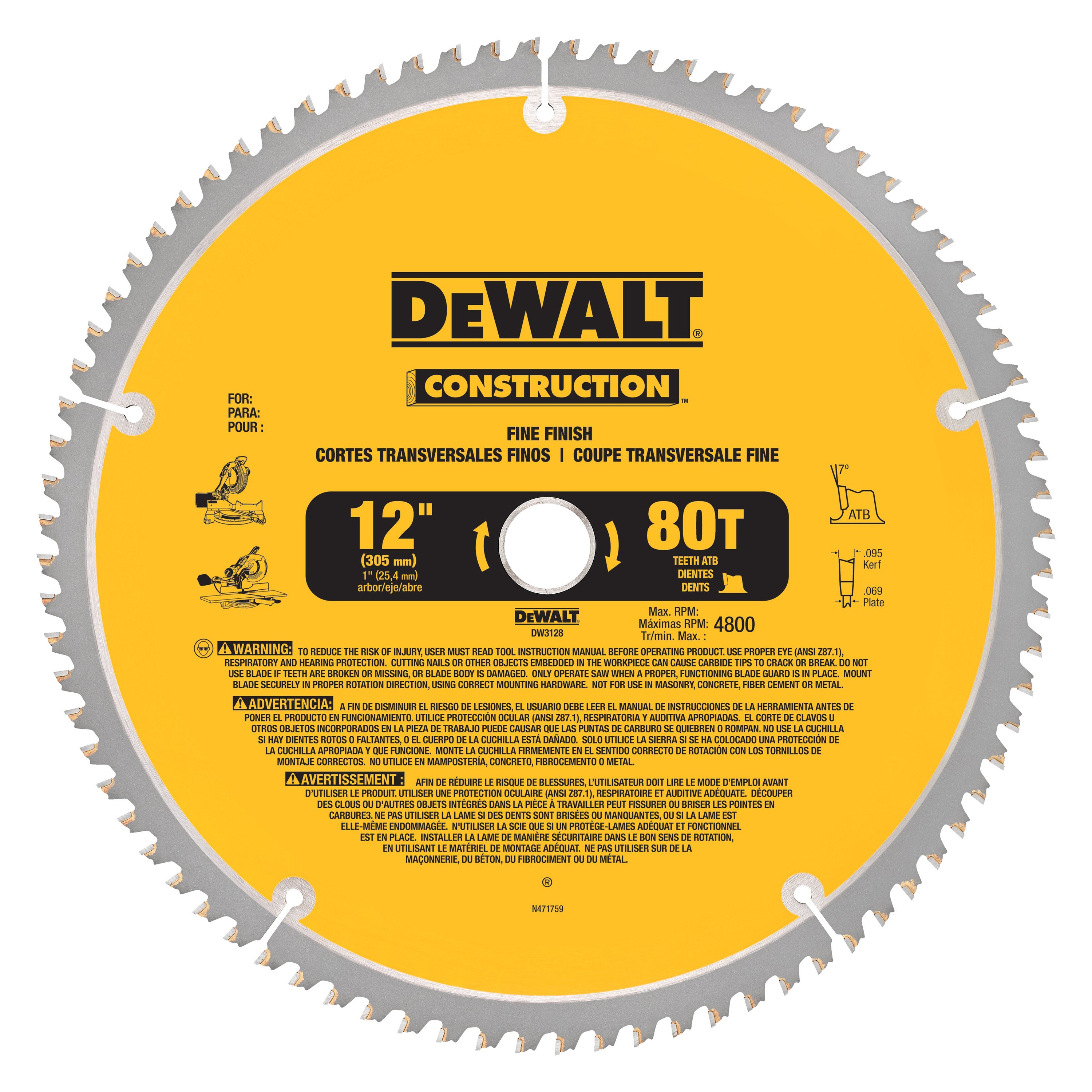 DeWALT® CONSTRUCTION™ ATB Large Diamater Circular Saw Blade