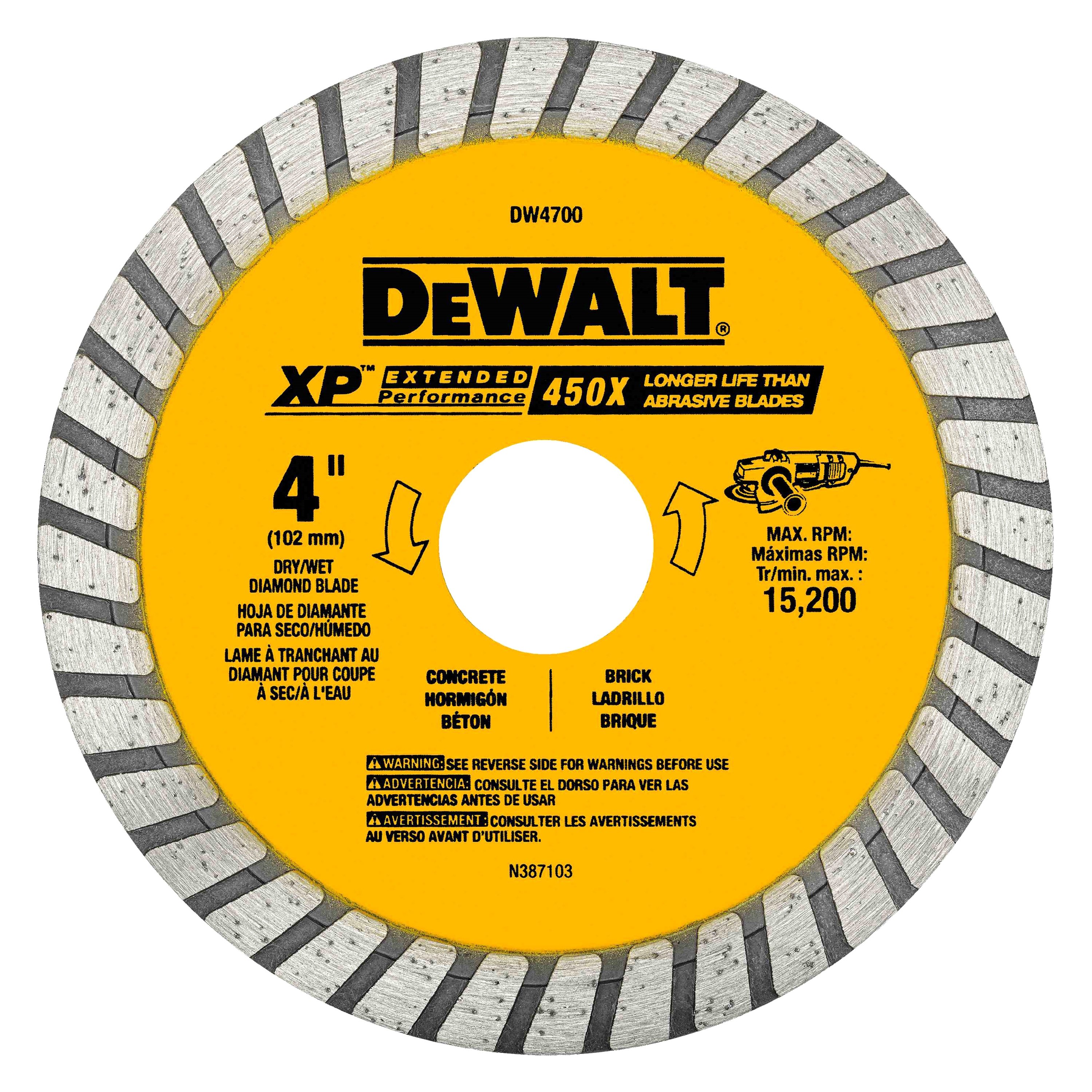 DeWALT® DW4702 XP™ 7" Turbo Dry and Wet Cut Diamond Saw Blade