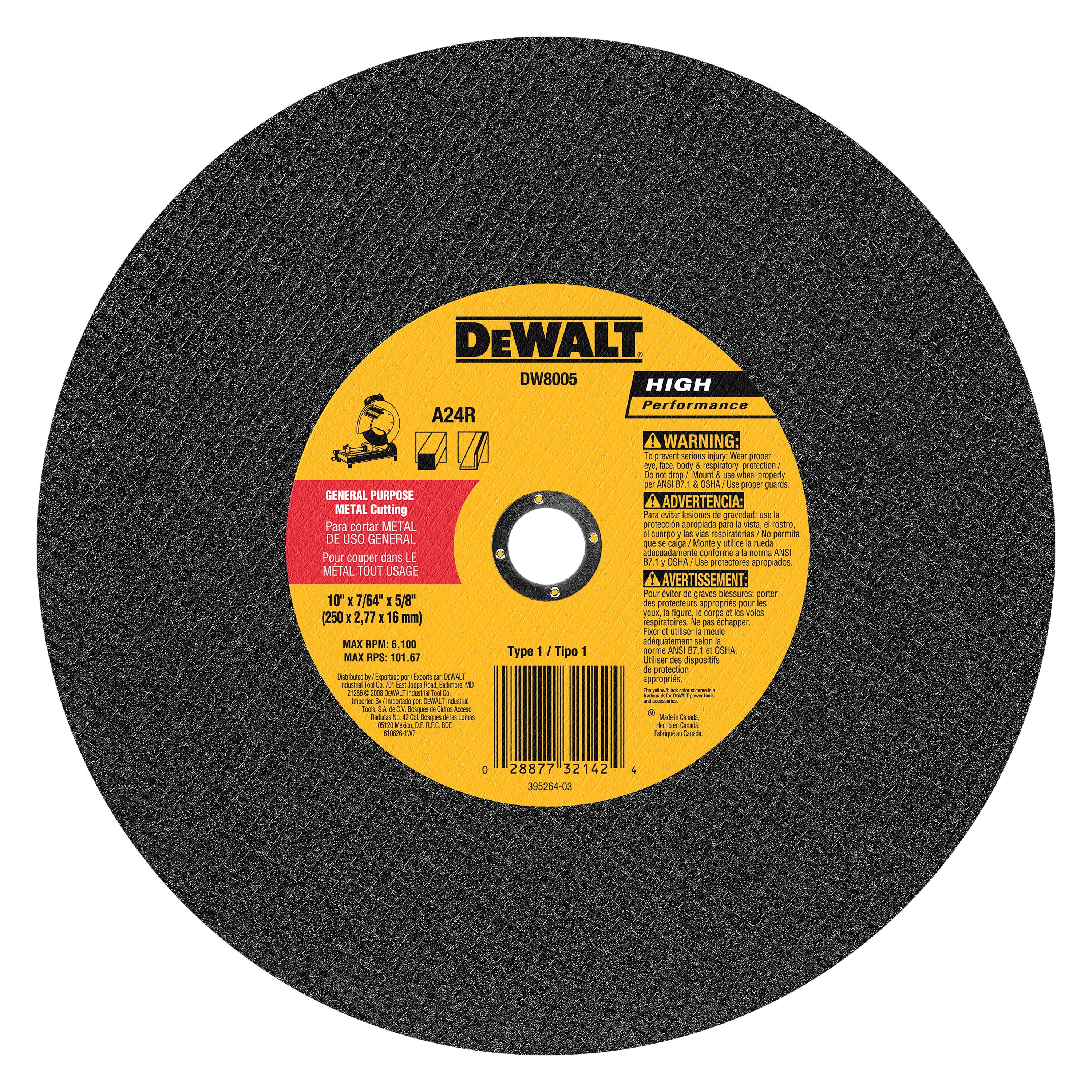 DeWALT® DW8001 HP™ 14" x 7/64" x 1" Aluminum Oxide Type 41 General
