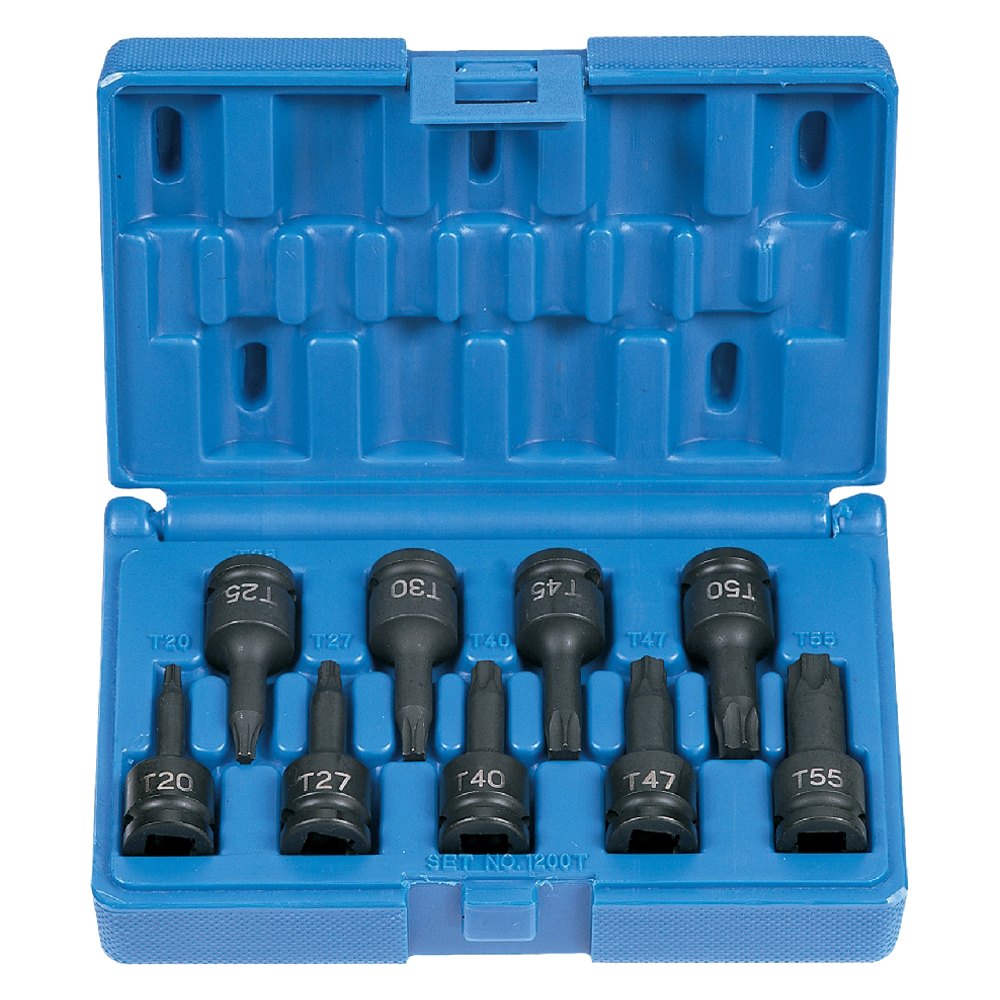 Grey Pneumatic® 1200T 3/8" Drive Torx Impact Bit Socket Set (9 Pieces