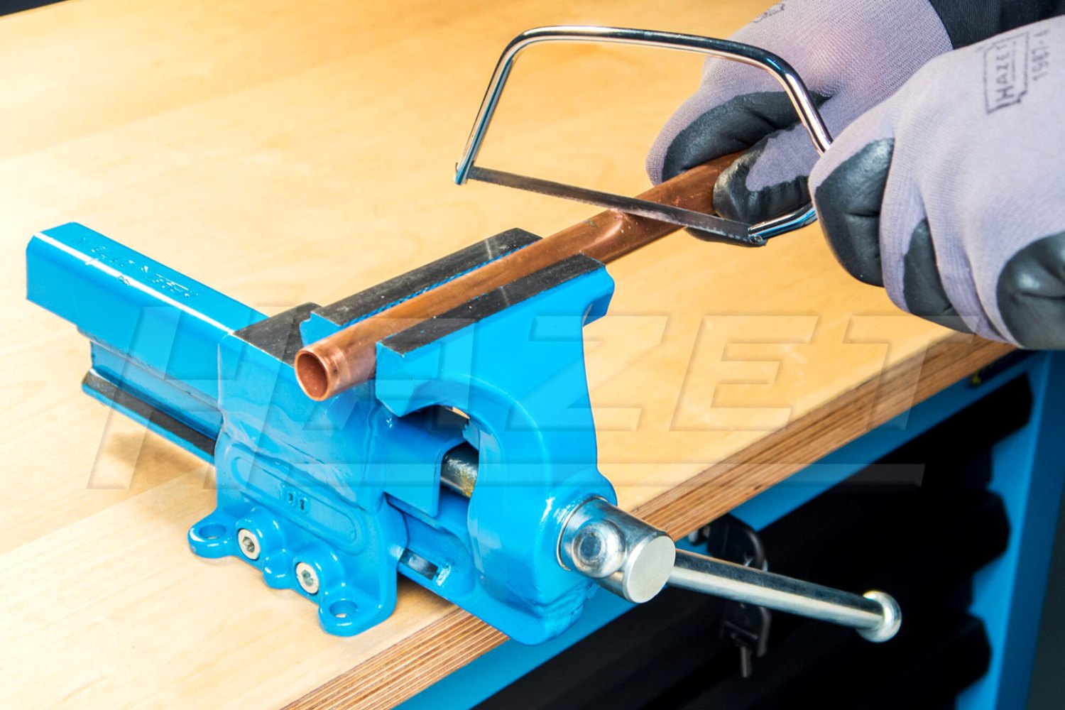 HAZET® 2175N 5" Flat and Pipe Jaws Stationary Base Vise