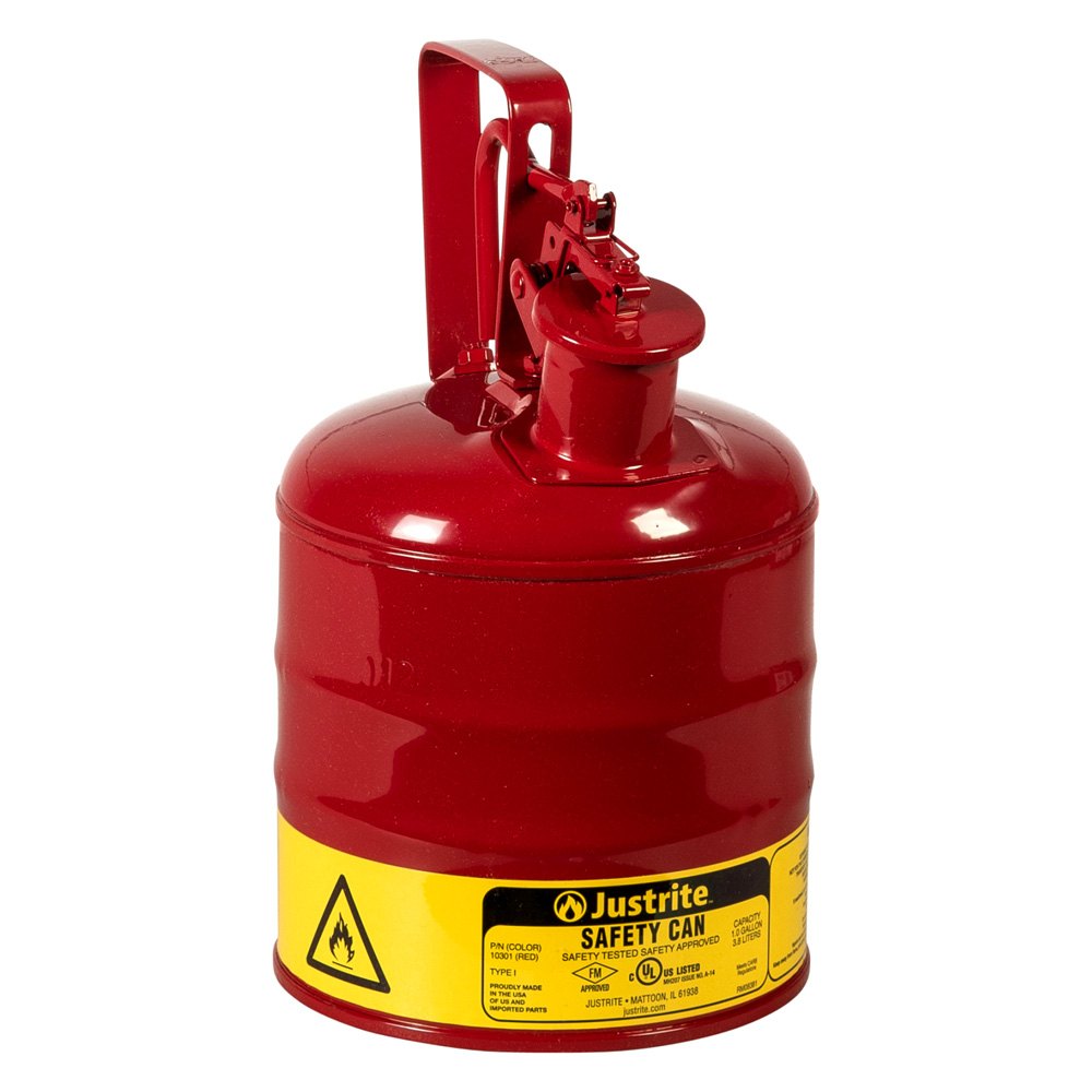 Justrite® 10301 1 gal Red Type I Steel Flammable Liquids Safety Can