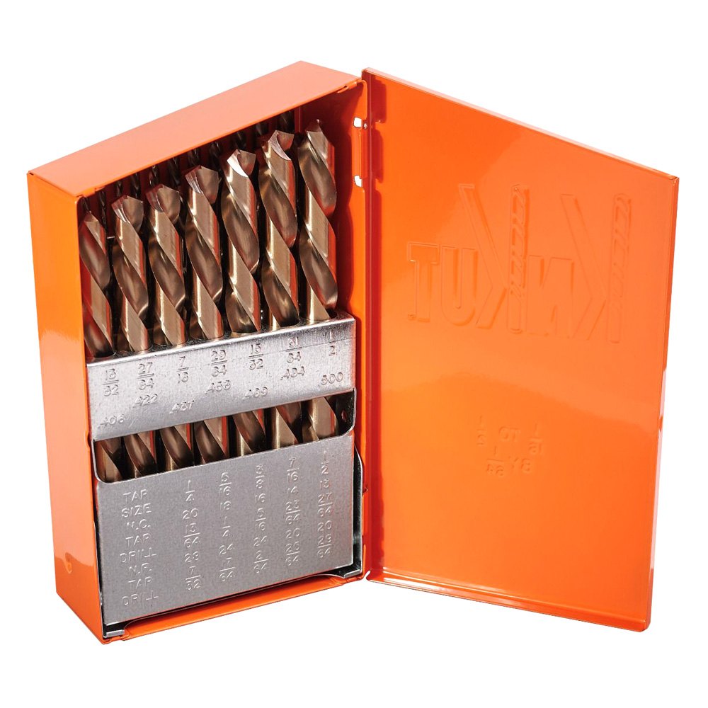 KnKut® 29KK6 29Piece Left Hand Jobber Length Fractional Drill Bit Set with Metal Case