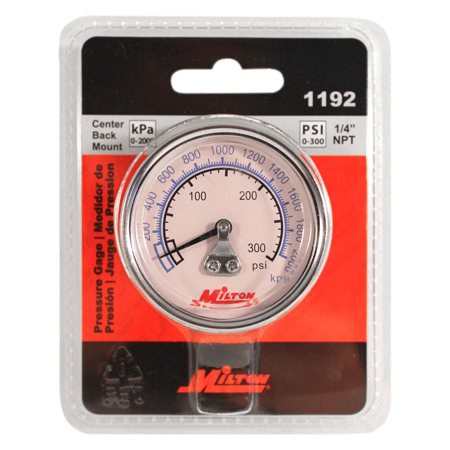 Milton® 1192 High Pressure Center Back Mount Gauge