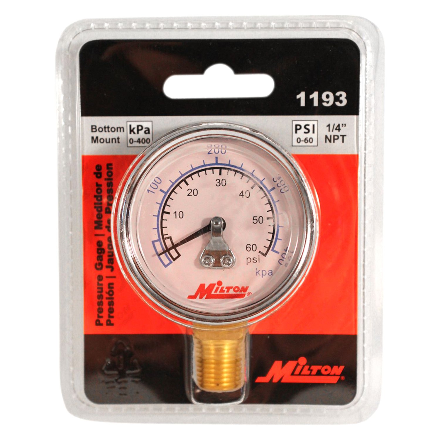 Milton® 1193 060 psi 1/4" Pressure Gauge