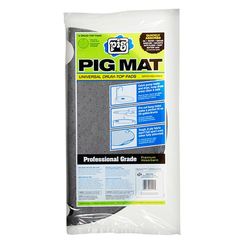 New Pig® 25102 22" Gray DrumTop Absorbent Pads (5 Pieces)