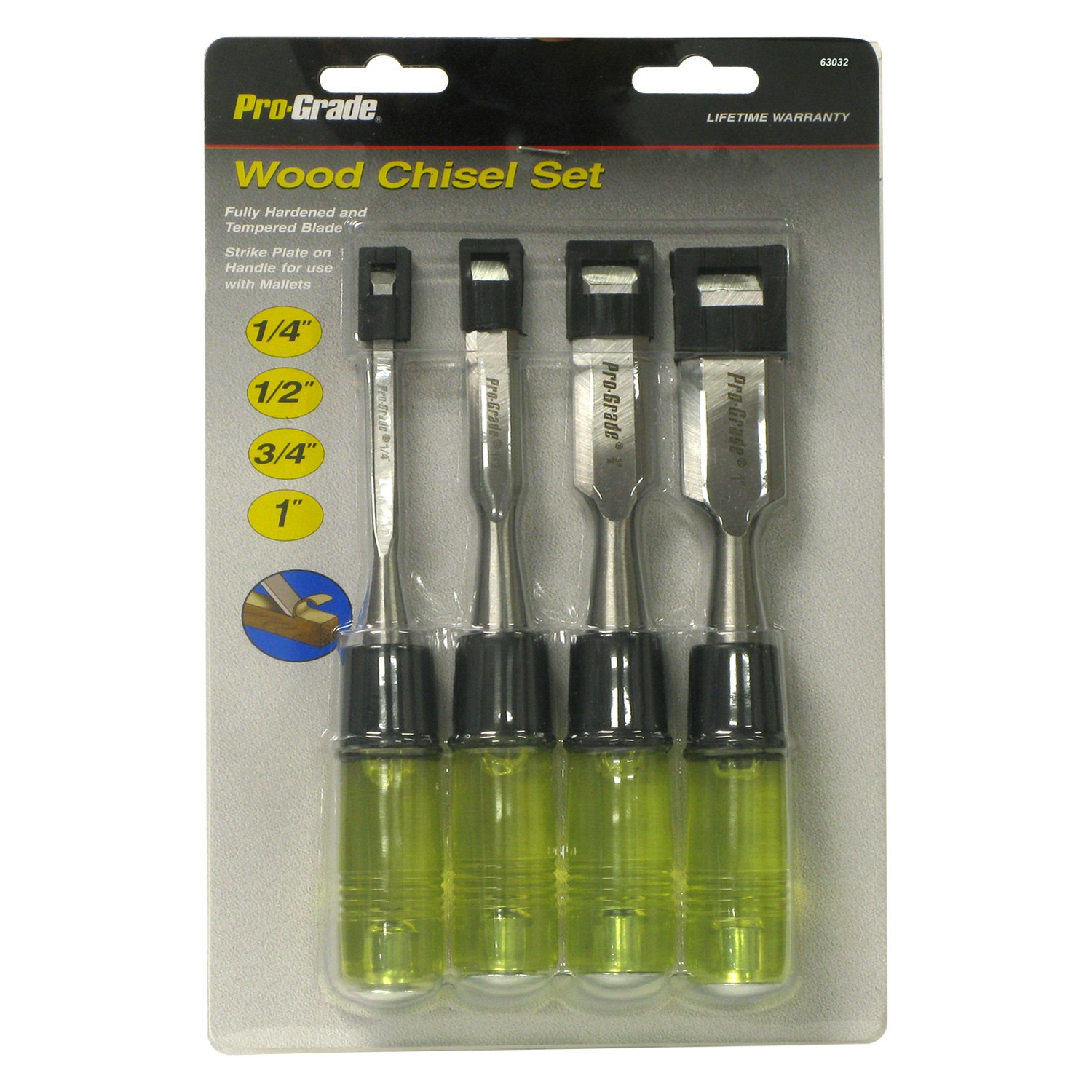 ProGrade® 63032 4piece 1/4" to 1" Woodworking Chisel Set