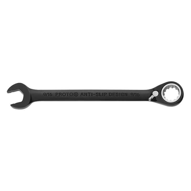 PROTO® SAE Spline Angled Head Reversible Ratcheting Black Oxide Combination Wrench